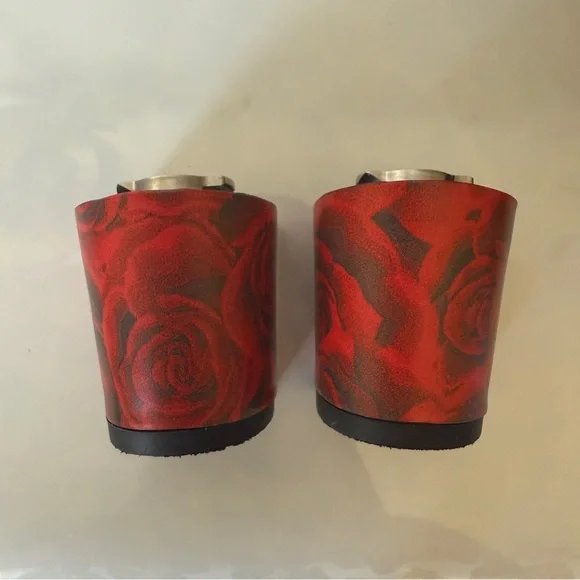 Pashion Footwear v1.0 Custom Red Rose Cluster 3 Inch Block Heels - Picture 5 of 9